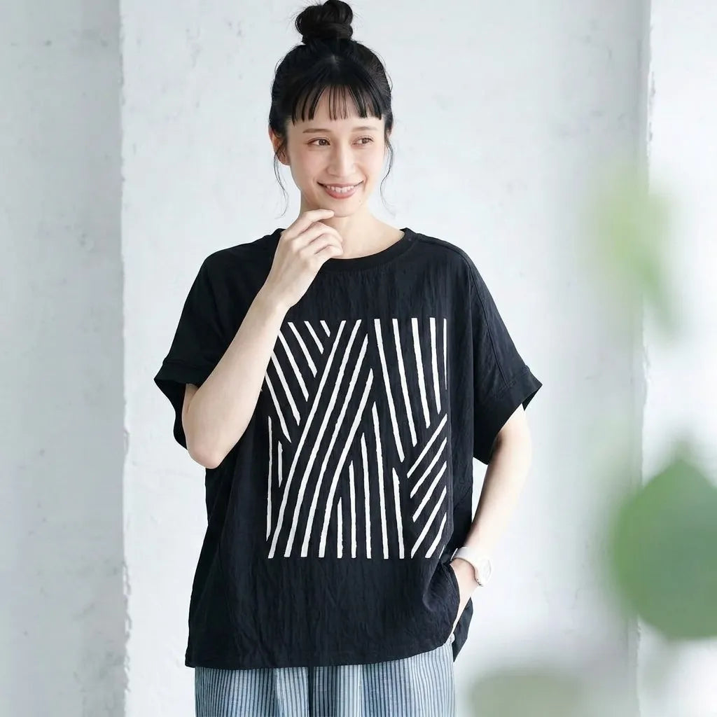 さらりと心地いい、プリントTシャツ ドルマンスリーブ プリント プリント