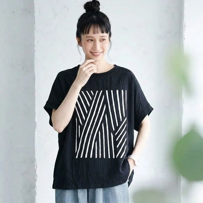 さらりと心地いい、プリントTシャツ ドルマンスリーブ プリント プリント