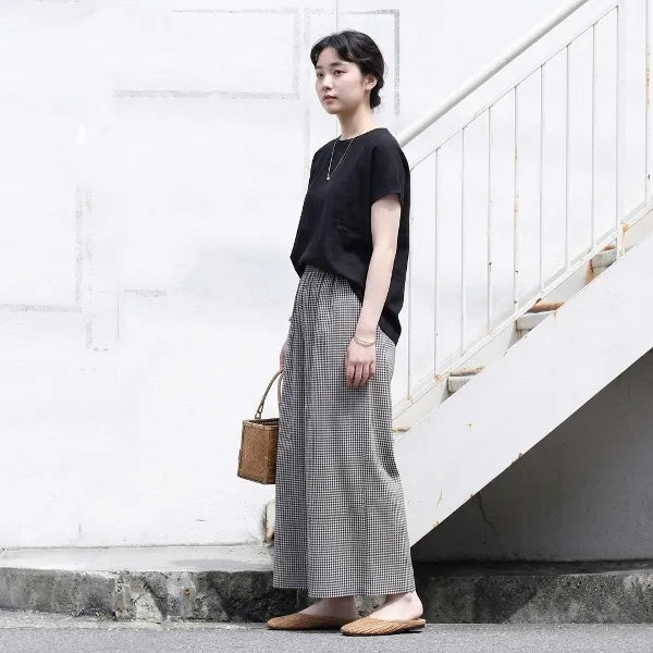 M-2XL ウエストゴムチェックパンツ｜美術館・写真展鑑