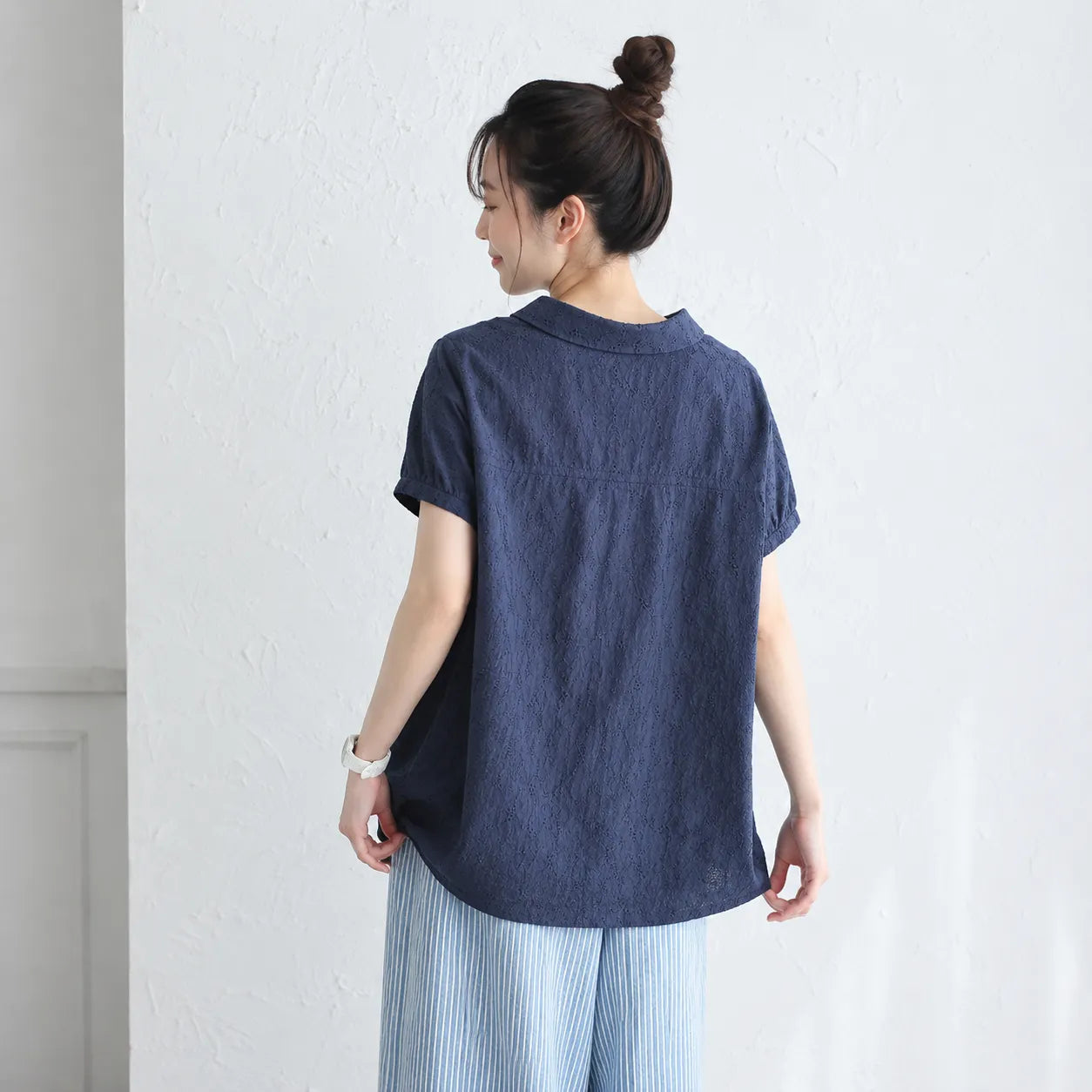 ナチュラル M~2XL リラックス＆レトロな夏の定番アイテム 半袖ブラウス/ダボシャツ・ラクに着られる