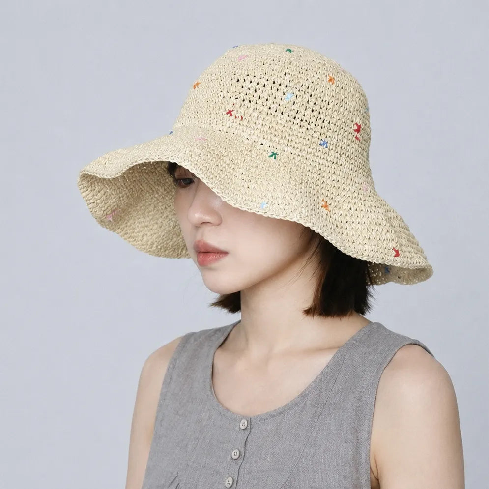 UV対策ブレード刺繍入りハット