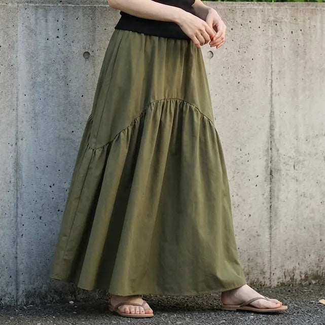 休日コーデ コットンクローズドバック森ガールスカート