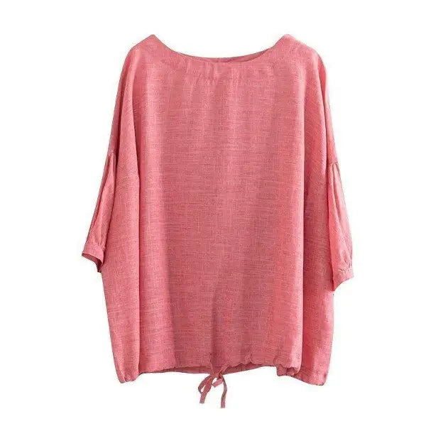 【ラクに着られる】S-4XL 綿麻 大人ナチュラル 心地よい 五分袖 ドルマンスリーブ Tシャツ