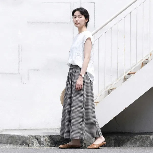 M-2XL ウエストゴムチェックパンツ｜美術館・写真展鑑