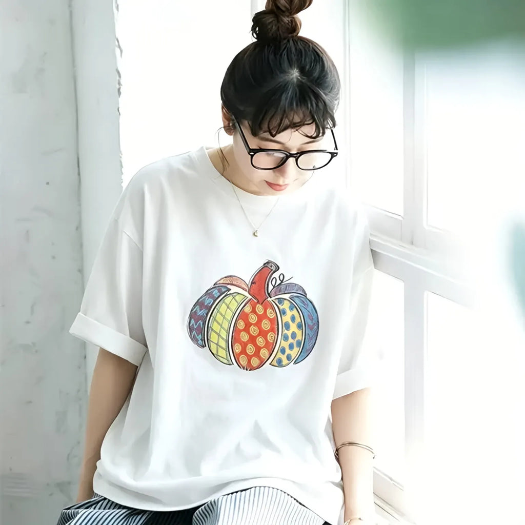 M-3XL ラウンドネック 半袖 プリント カートゥーン ノーマルスリーブ カジュアル Tシャツ