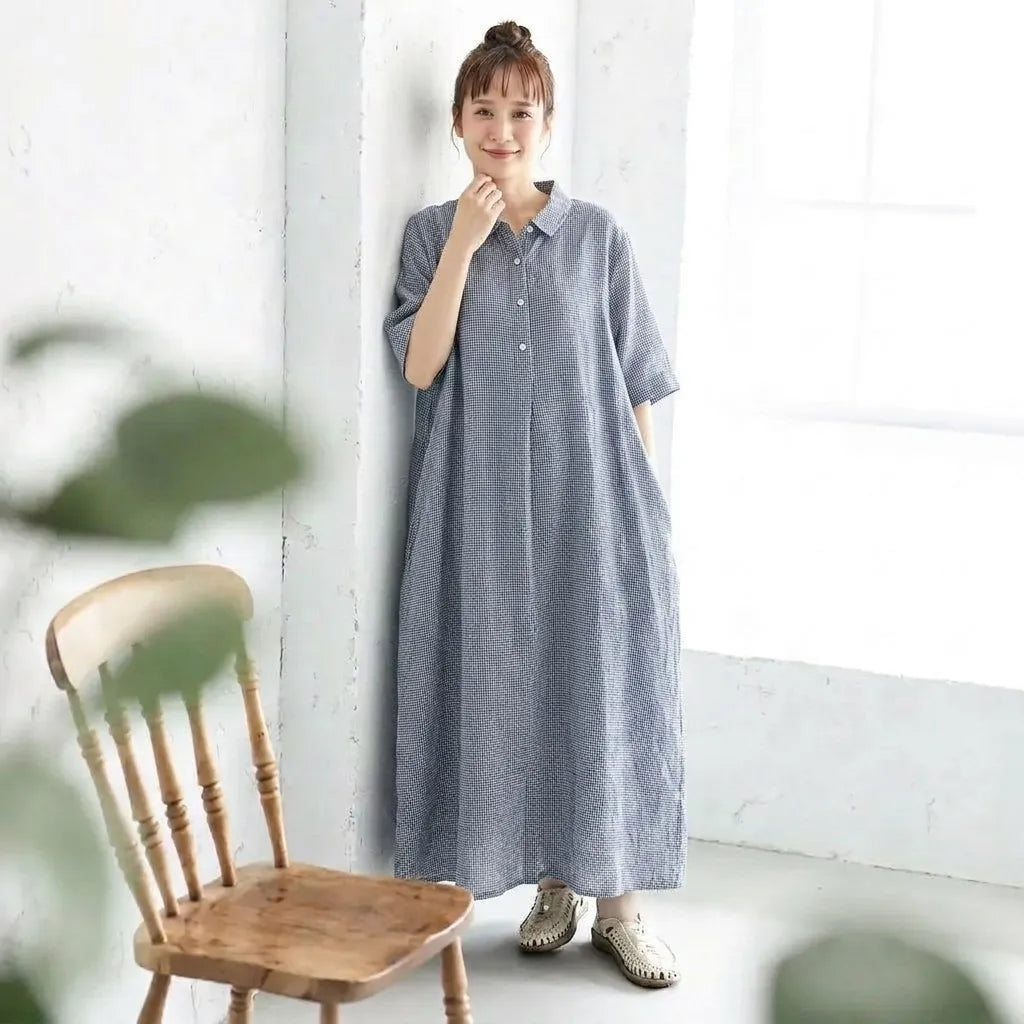 今日はゆっくり過ごしたい日の、チェックワンピース