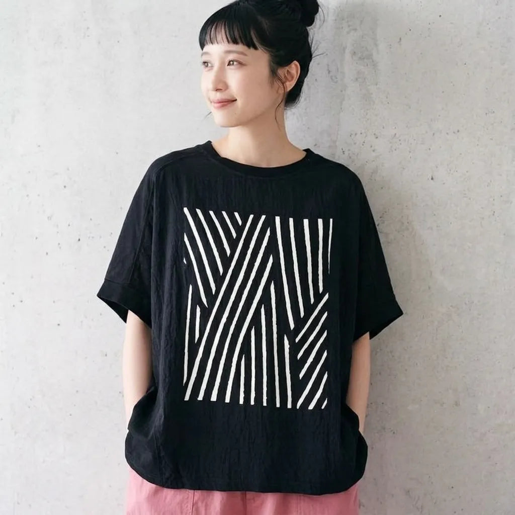 さらりと心地いい、プリントTシャツ ドルマンスリーブ プリント プリント