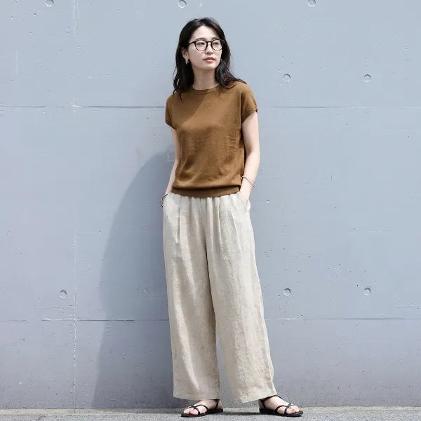 M-2XL 薄手素材 アンクル丈（9分丈） 無地 カジュアル ガウチョパンツ