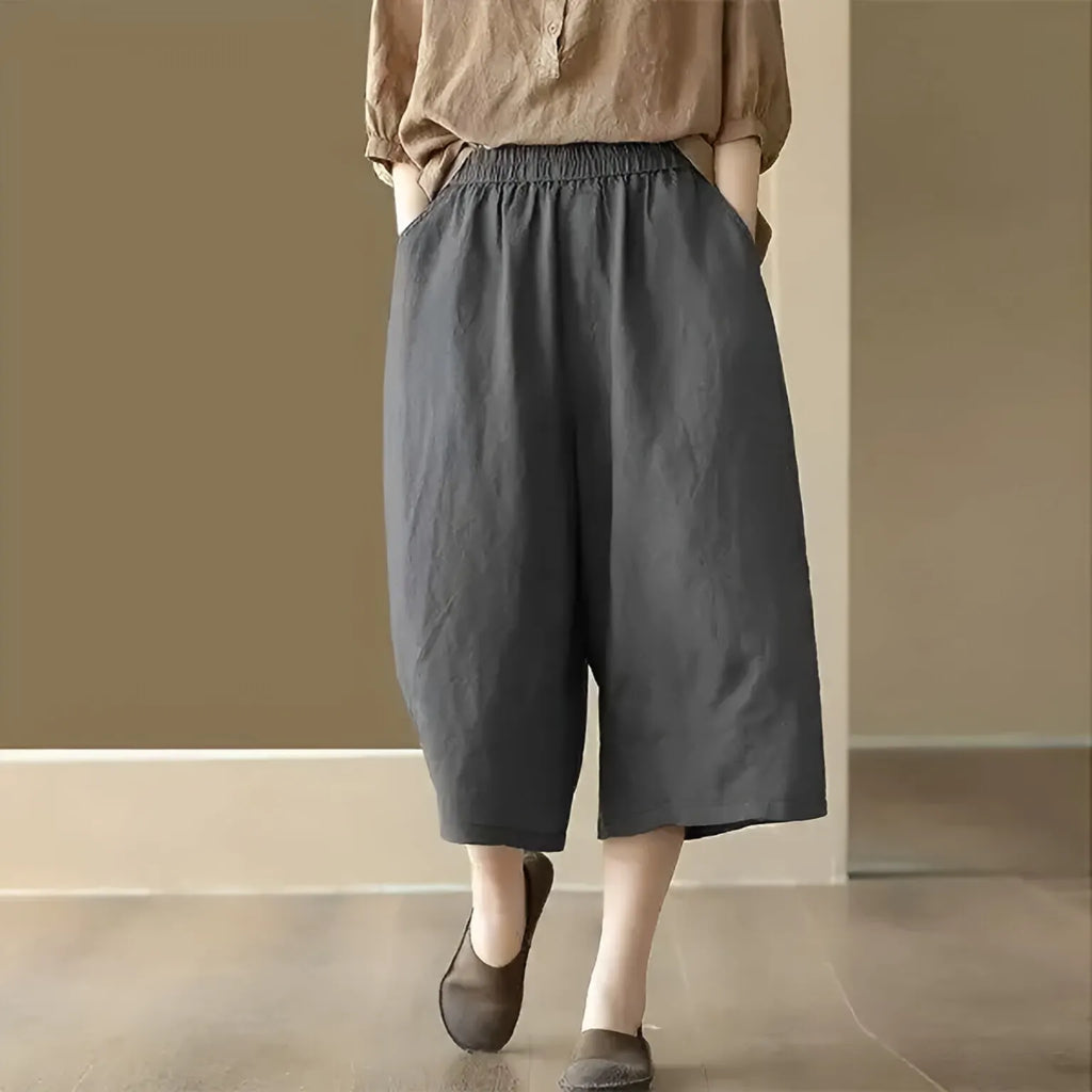 M-4XL 無地 ナチュラル 接触冷感 ハイウエスト カジュアル 七分パンツ