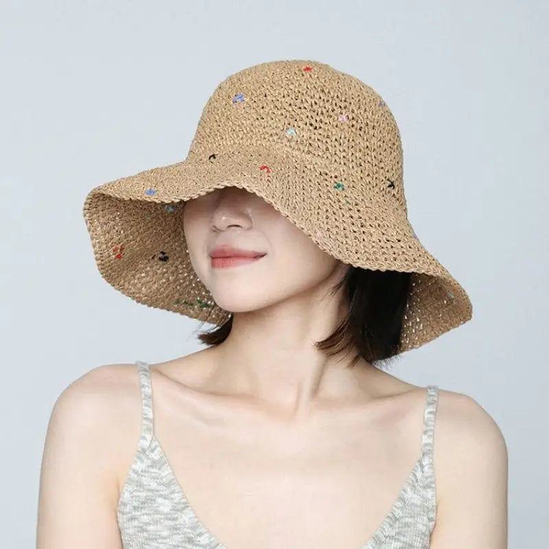 UV対策ブレード刺繍入りハット