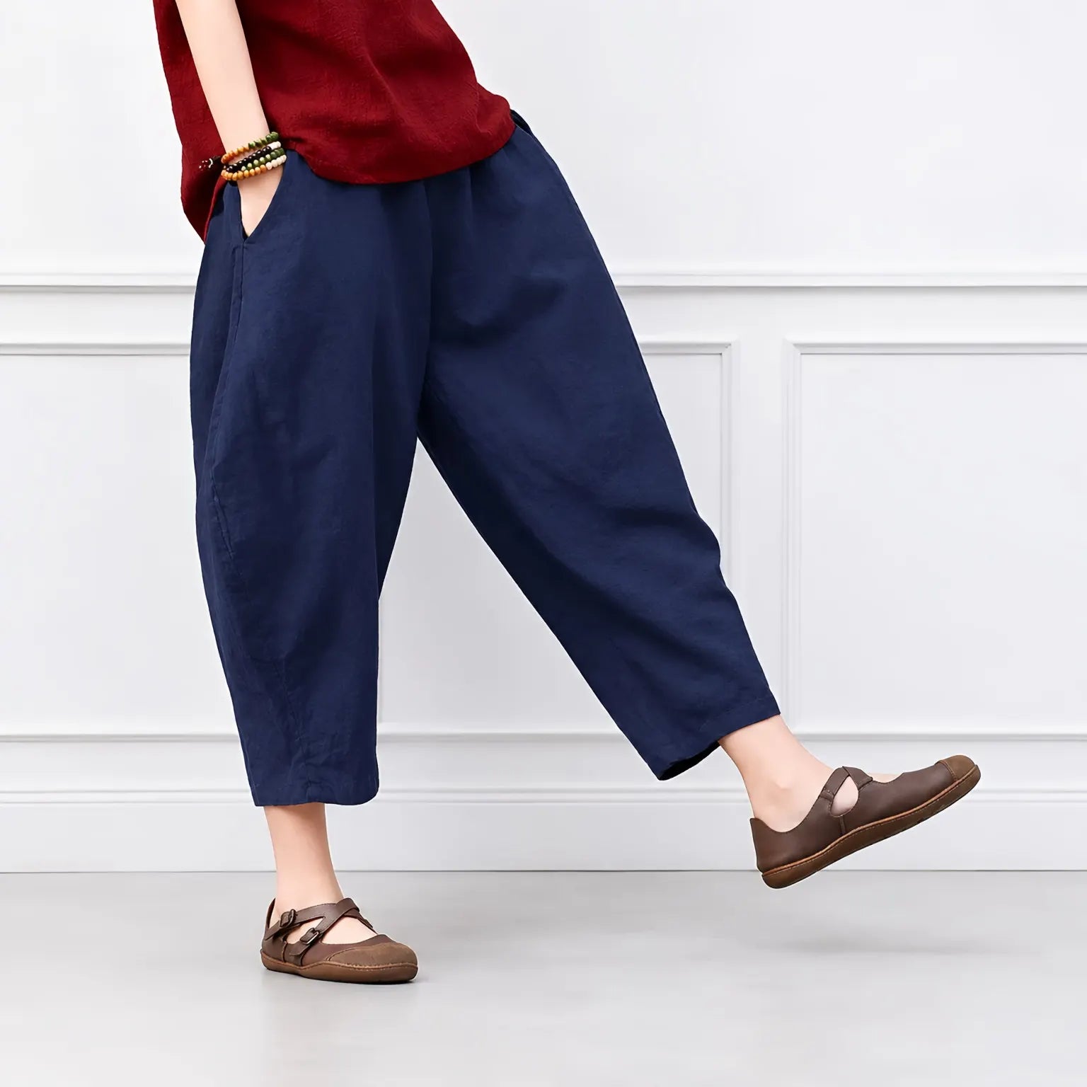 風をためこむ、コットンリネンのサルエルパンツ