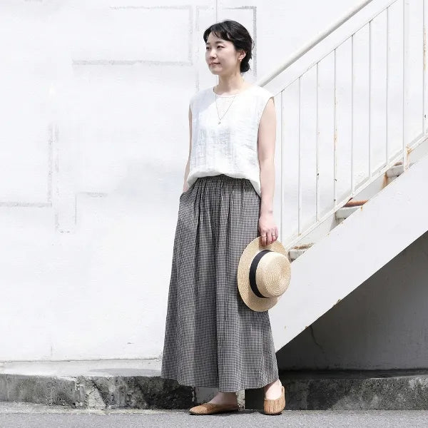 M-2XL ウエストゴムチェックパンツ｜美術館・写真展鑑