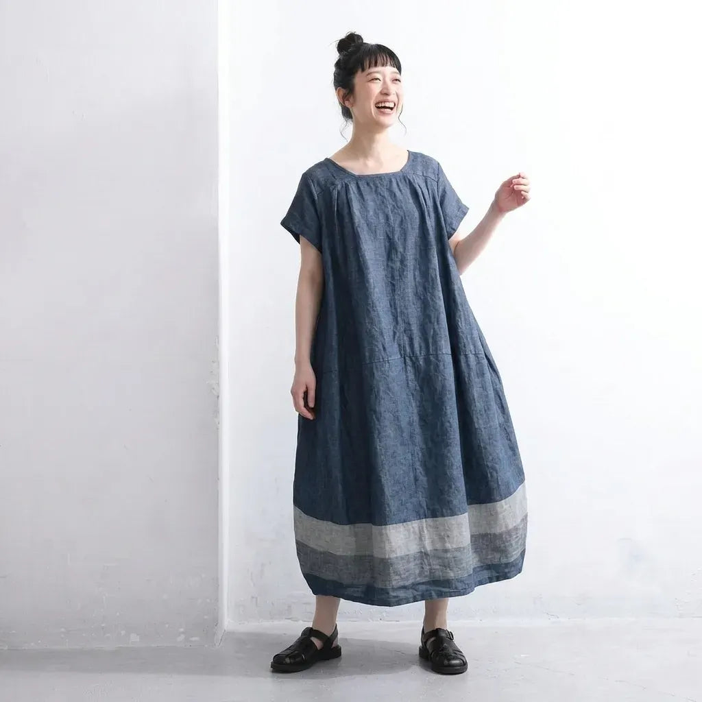 色の重なりが、いつもの日を彩る。配色ワンピース。