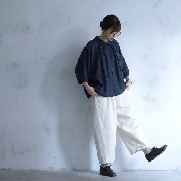 【ゆったり】可愛いドット柄シャツ S/M/L 体型カバー さらっと着られて、毎日着たくなる！
