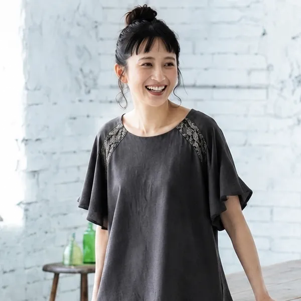 【単品注文】刺繍5分袖Tシャツ×ストライプストレートパンツ