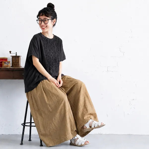 M-XL 半袖 切り替え ノーマルスリーブ レギュラー丈 無地 シンプル