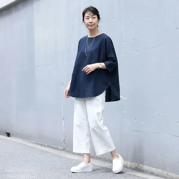 【リネン】S-3XL 無地 ポケット付き アンクル丈（9分丈）軽くて心地よい カジュアルパンツ