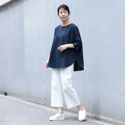 【リネン】S-3XL 無地 ポケット付き アンクル丈（9分丈）軽くて心地よい カジュアルパンツ