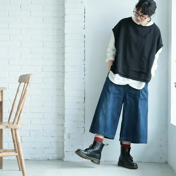 L-4XL 薄手デニム ハイウエスト 無地 ポケット付き 体型カバー ファッション デニムパンツ