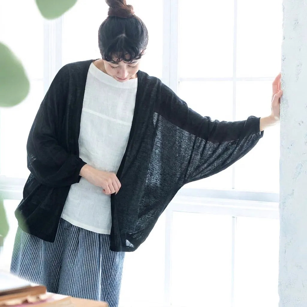 【コットン】S-3XL 柔らかい 接触冷感 UVカット ドルマンスリーブ 着痩せ効果 カーディガン