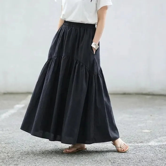 休日コーデ コットンクローズドバック森ガールスカート