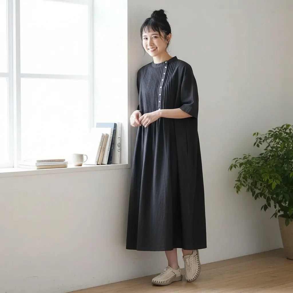 一枚で絵になる、コットンリネンの夏ワンピ