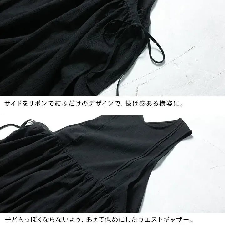 コットンリネン着痩せ効果 カジュアル ワンピース