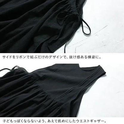 コットンリネン着痩せ効果 カジュアル ワンピース