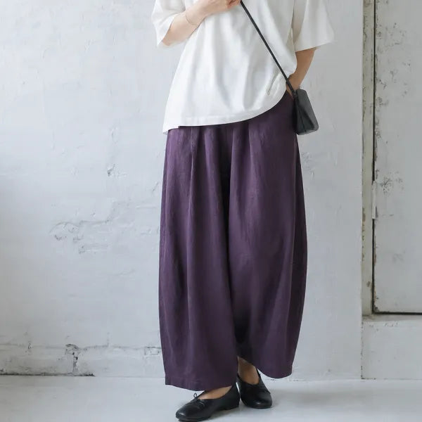 M-6XL リボン 無地 綿麻 アンクル丈（9分丈）体型をカバー カジュアルパンツ