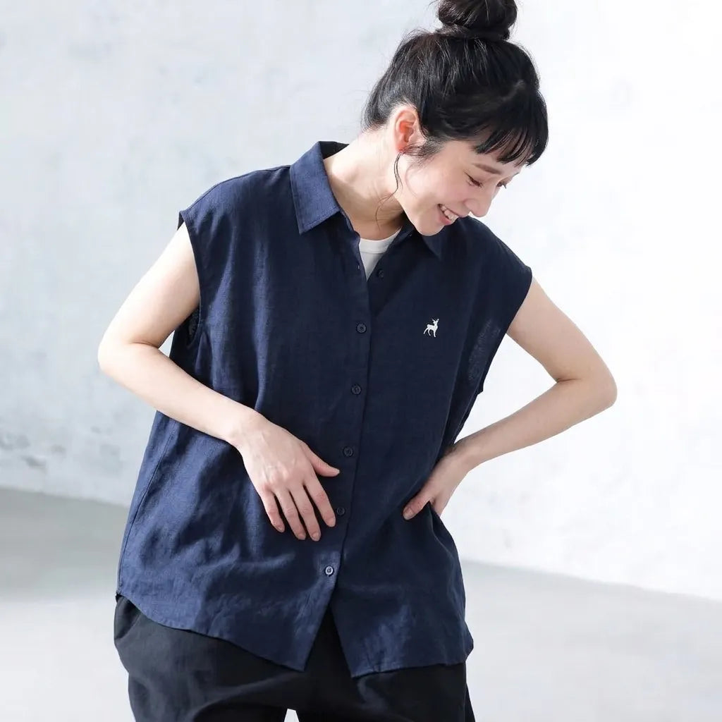 さらりと涼しい、コットンリネンシャツ