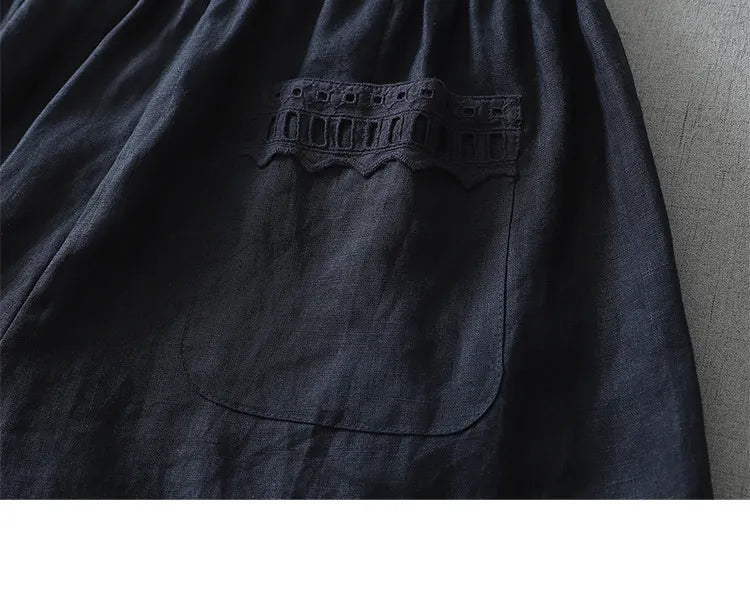 M-2XL レース 切り替え アンクル丈（9分丈） ロング丈 無地 レトロ ガウチョパンツ