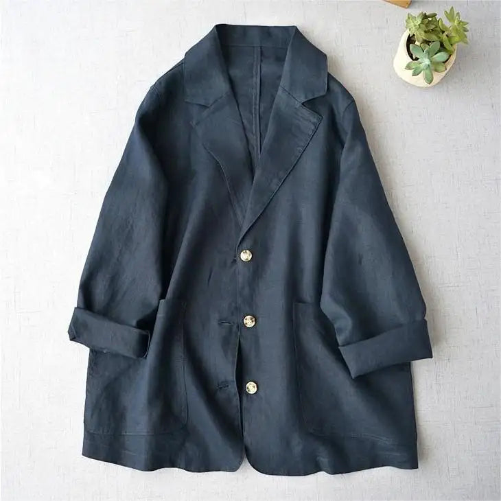 「くたっと、柔らか」 日焼け対策 M-2XL 綿麻 シングルブレスト 折り襟 カーディガン