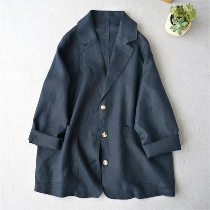 「くたっと、柔らか」 日焼け対策 M-2XL 綿麻 シングルブレスト 折り襟 カーディガン