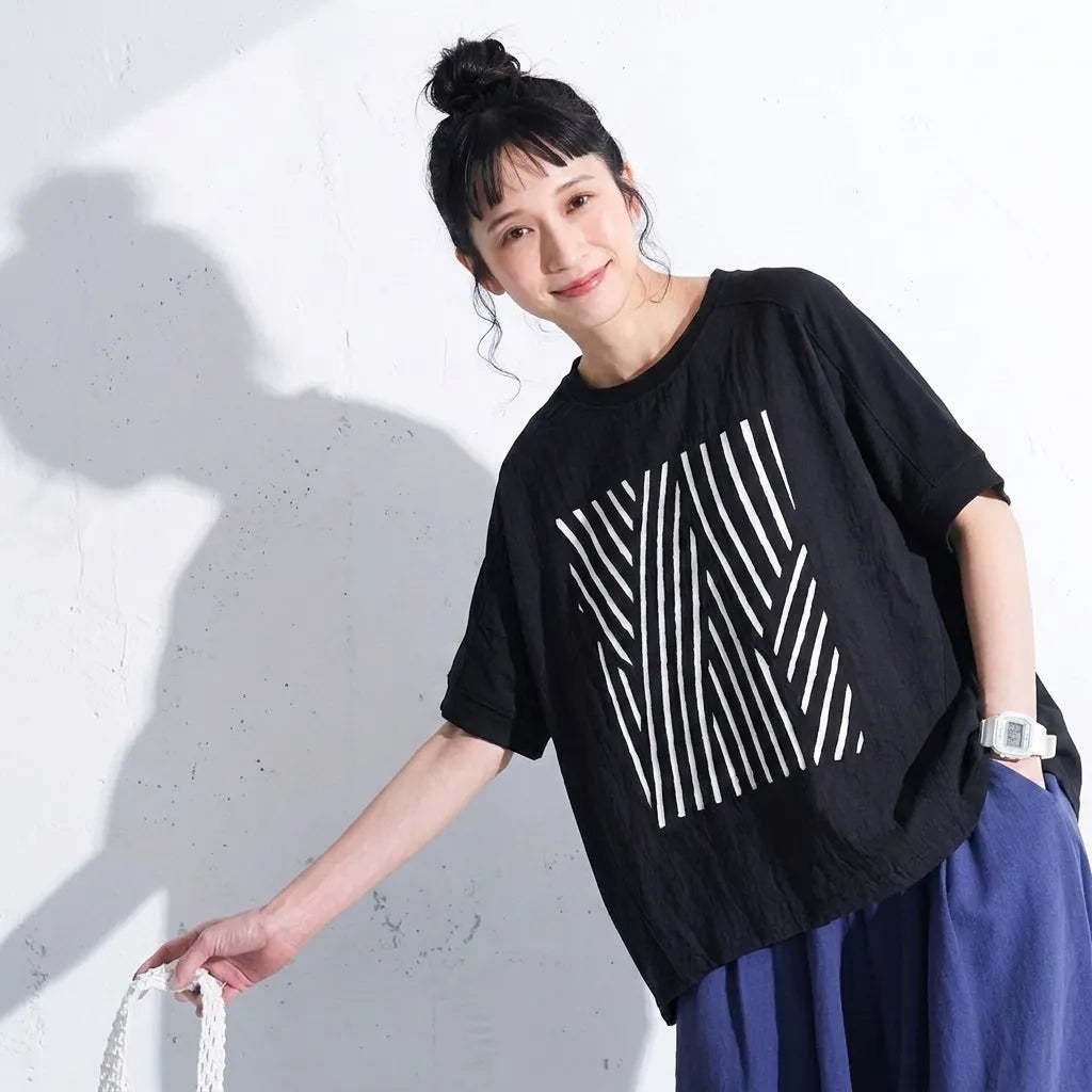 さらりと心地いい、プリントTシャツ ドルマンスリーブ プリント プリント