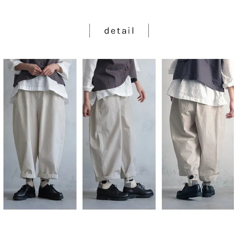 体のラインをふわっと隠す、ゆったりパンツ