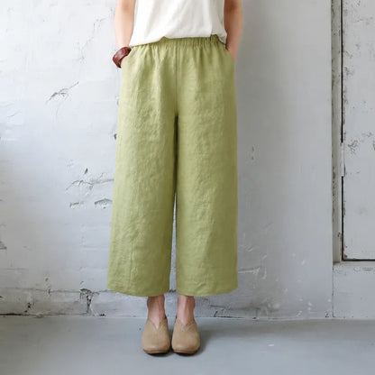 M-4XL 綿麻 レギュラー丈 ハイウエスト 無地 通気性 着痩せ効果 ナチュラル 夏コーデ ガウチョパンツ