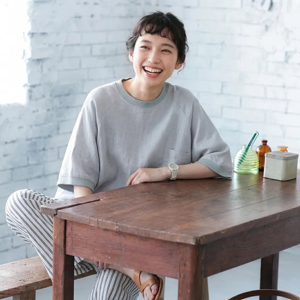 リネン バットスリーブ T シャツ