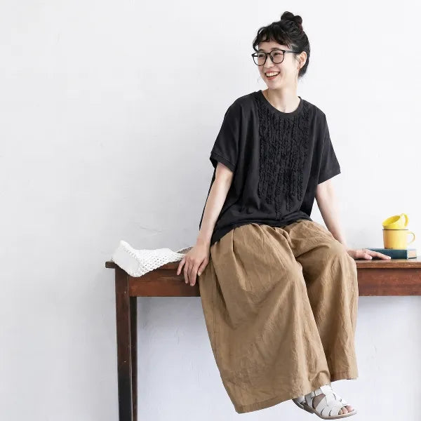 M-XL 半袖 切り替え ノーマルスリーブ レギュラー丈 無地 シンプル