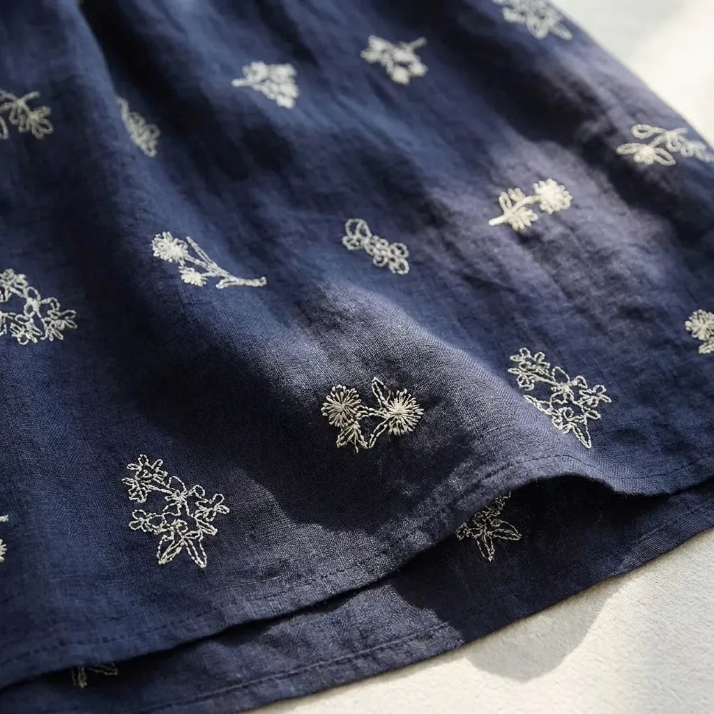 花を連れて歩く 刺繍ロングスカート