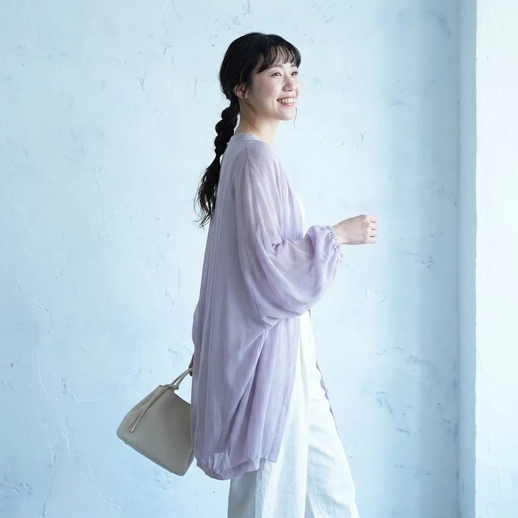【コットン】S-3XL 柔らかい 接触冷感 UVカット ドルマンスリーブ 着痩せ効果 カーディガン