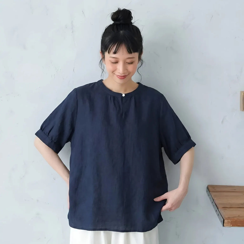 肩の力をぬいて着る、コットンリネンシャツ