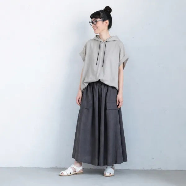【柔らかい】S-L ポケット付き 無地 Aライン ノーマルスリーブ 半袖 スカート