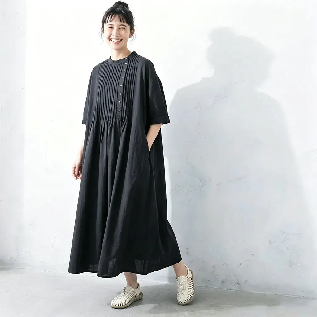 一枚で絵になる、コットンリネンの夏ワンピ