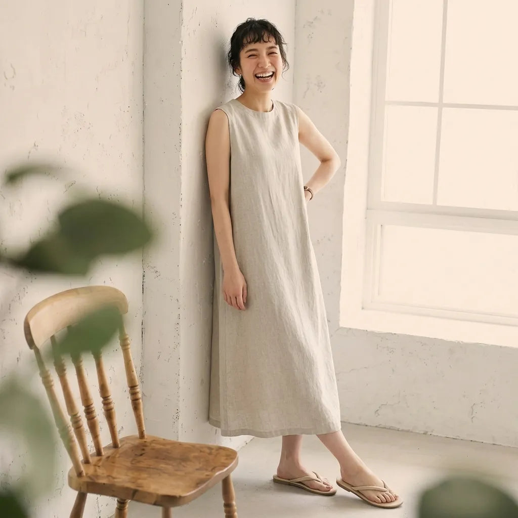 夏の風をひとりじめする、ノースリーブワンピース