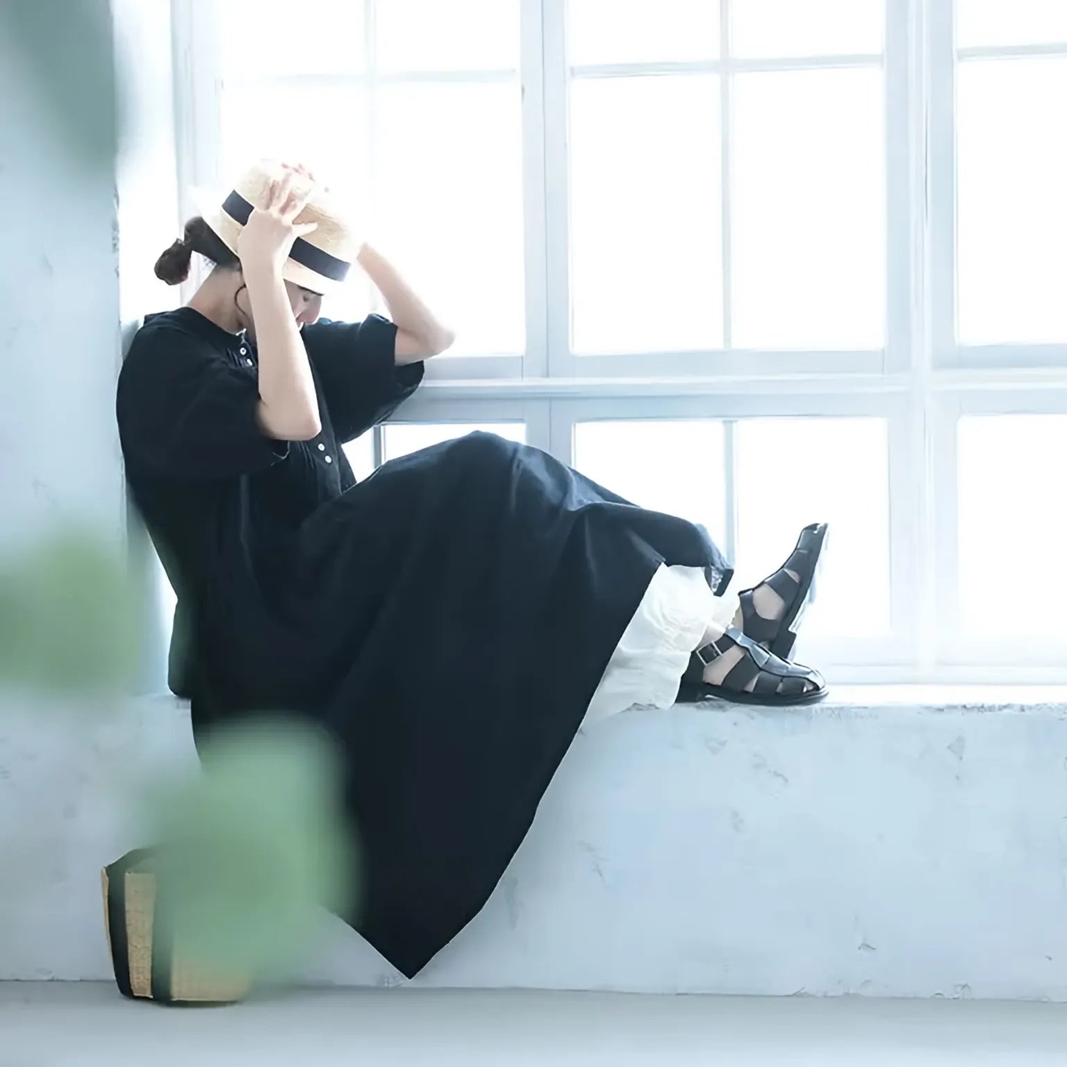 くったりやさしい、リネン仕立てのロングワンピ
