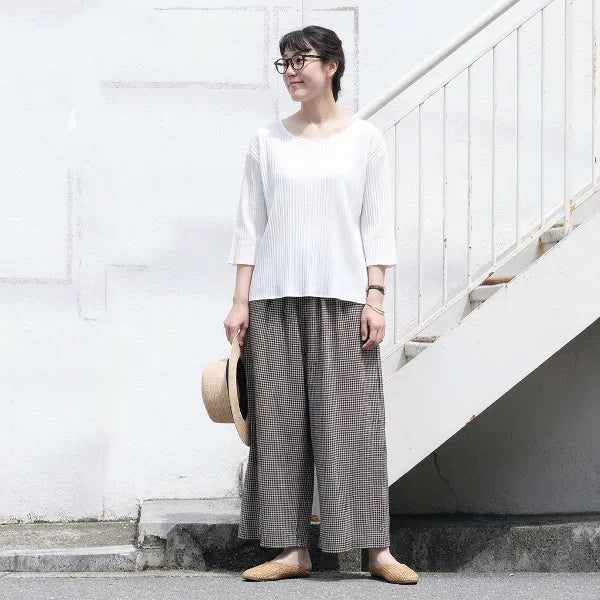 M-2XL ウエストゴムチェックパンツ｜美術館・写真展鑑