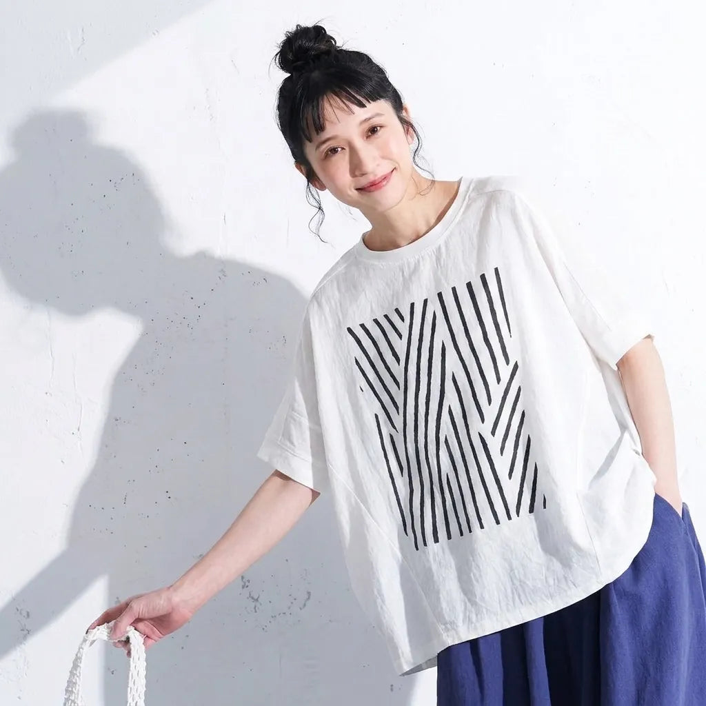 さらりと心地いい、プリントTシャツ ドルマンスリーブ プリント プリント