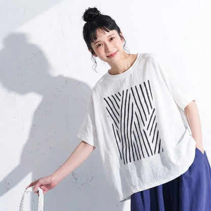 さらりと心地いい、プリントTシャツ ドルマンスリーブ プリント プリント