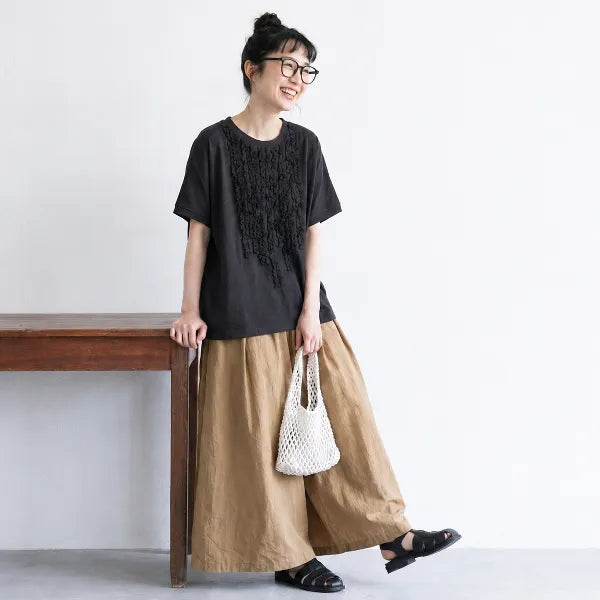 M-XL 半袖 切り替え ノーマルスリーブ レギュラー丈 無地 シンプル