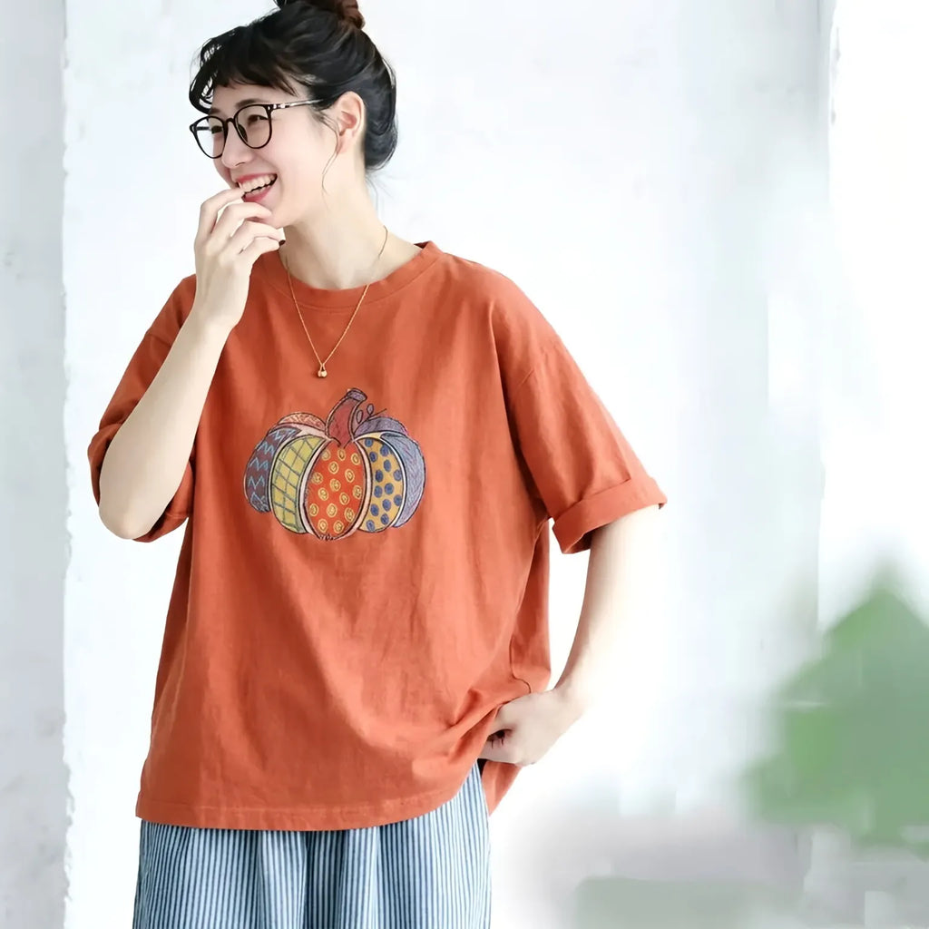 M-3XL ラウンドネック 半袖 プリント カートゥーン ノーマルスリーブ カジュアル Tシャツ